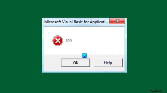 Excel에서 VBA 오류 400을 수정하는 방법 