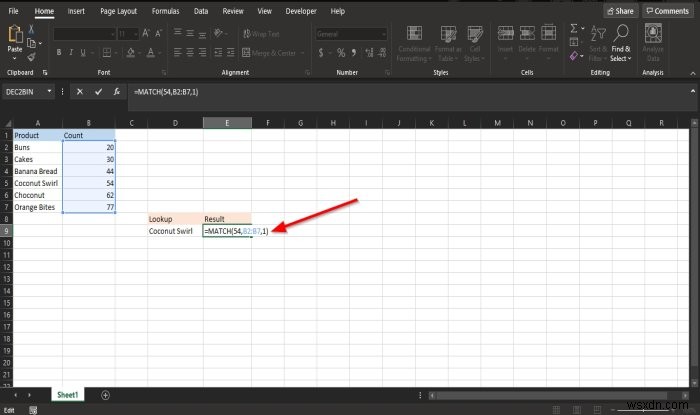 MATCH 기능을 사용하는 방법 Microsoft Excel 