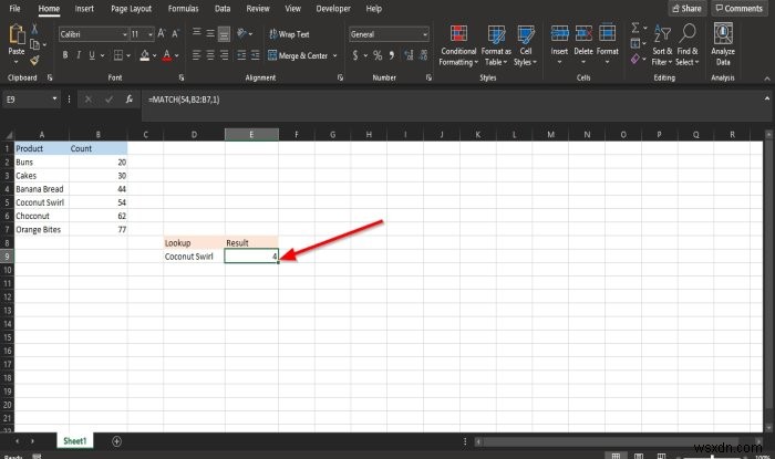 MATCH 기능을 사용하는 방법 Microsoft Excel 