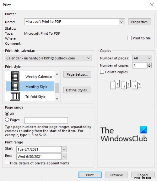 Windows 11/10에서 Outlook 일정을 인쇄하는 방법 