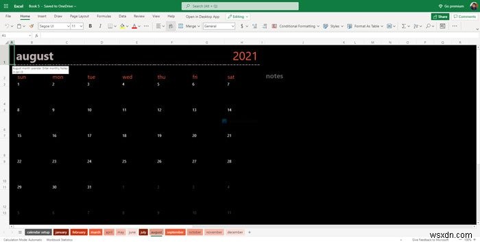 최고의 Google 스프레드시트 및 Excel 온라인 캘린더 템플릿 