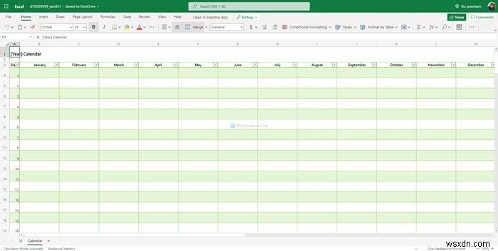 최고의 Google 스프레드시트 및 Excel 온라인 캘린더 템플릿 