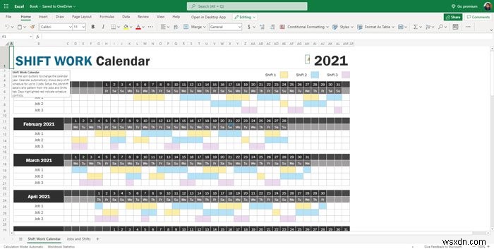 최고의 Google 스프레드시트 및 Excel 온라인 캘린더 템플릿 