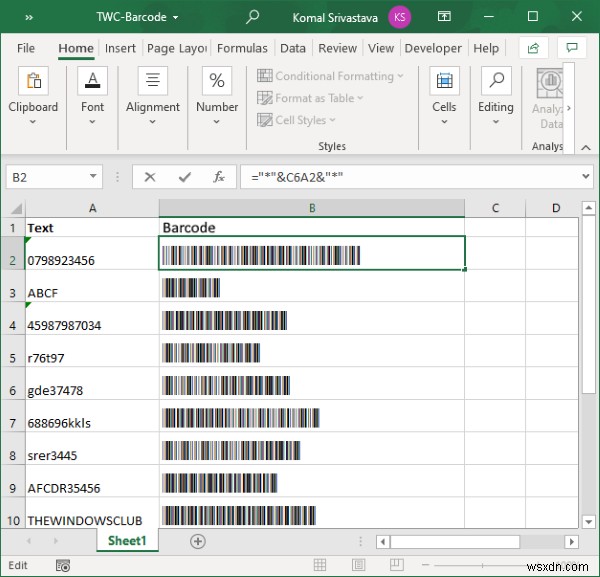 Microsoft Excel에서 바코드를 생성하는 방법 