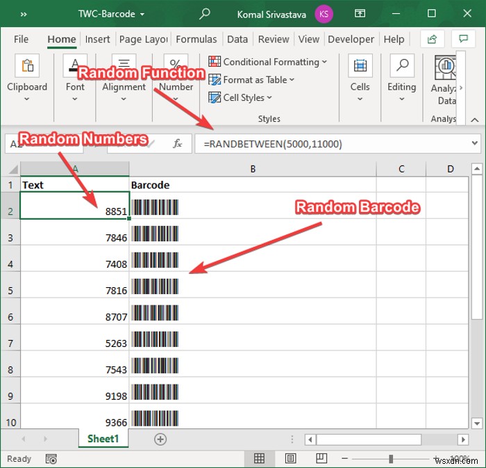 Microsoft Excel에서 바코드를 생성하는 방법 