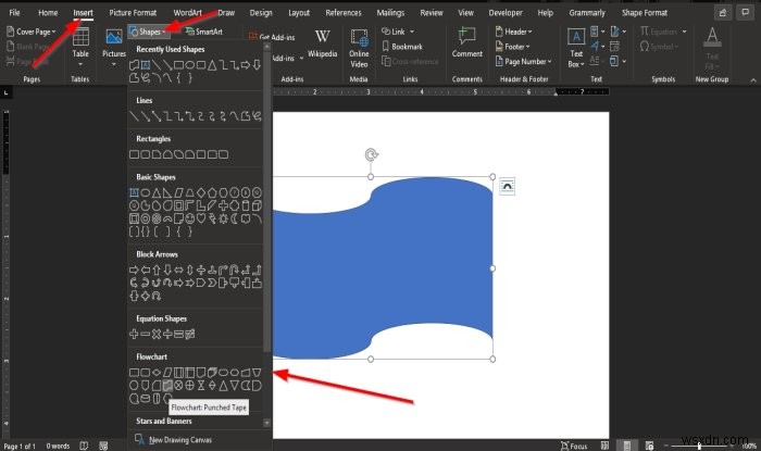 Microsoft Word에서 도형에 텍스트를 삽입하는 방법