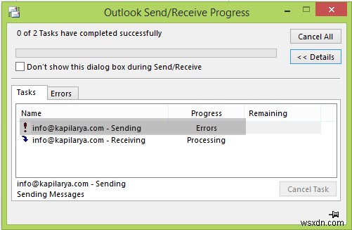 Outlook 전자 메일은 수동으로 보낼 때까지 보낼 편지함에 멈춤 