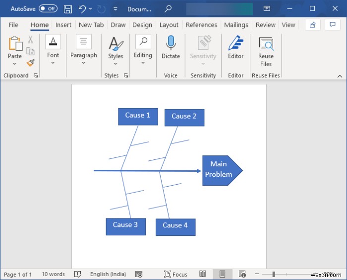 Microsoft Word에서 Fishbone 다이어그램을 만드는 방법