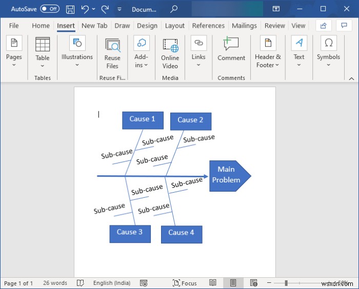 Microsoft Word에서 Fishbone 다이어그램을 만드는 방법