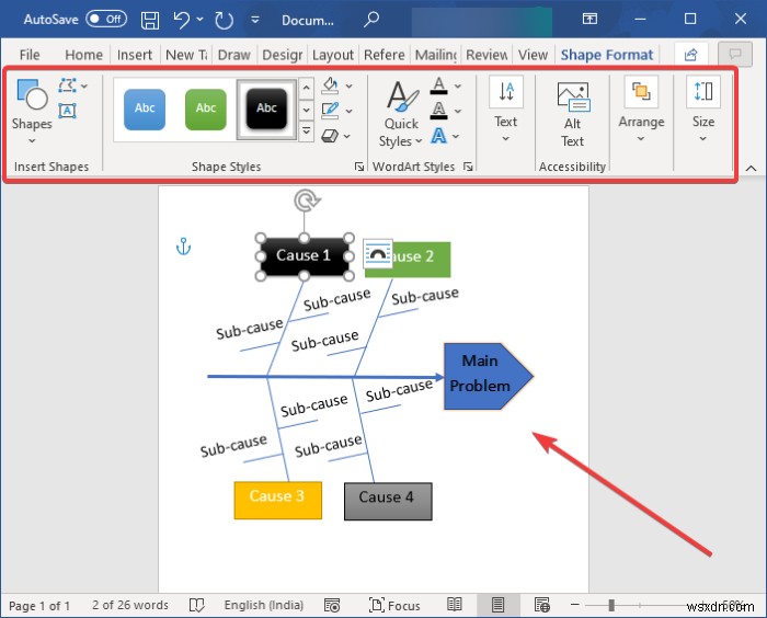 Microsoft Word에서 Fishbone 다이어그램을 만드는 방법