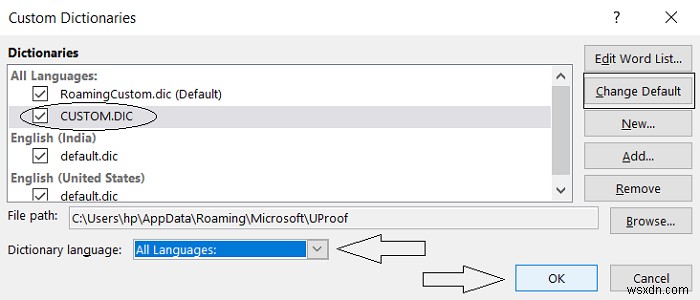 Microsoft Word 사전에서 단어를 추가하거나 삭제하는 방법 