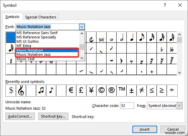 Microsoft Word에서 음악 메모 및 기호를 삽입하는 방법 