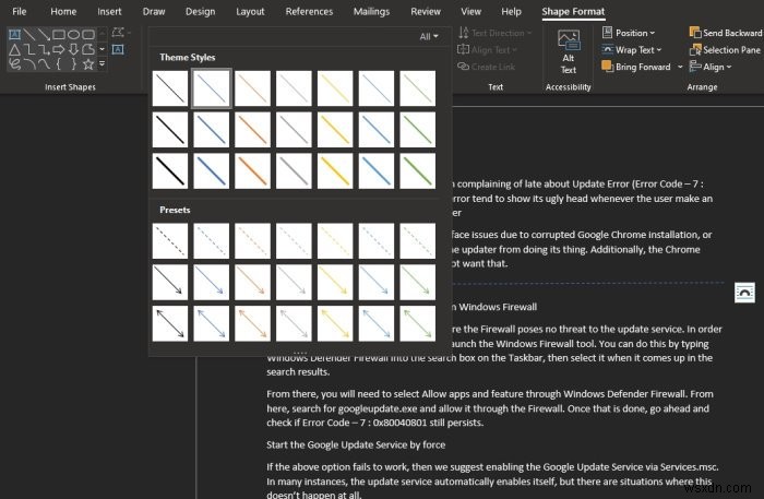 Microsoft Word에서 점선 또는 점선을 삽입하는 방법 