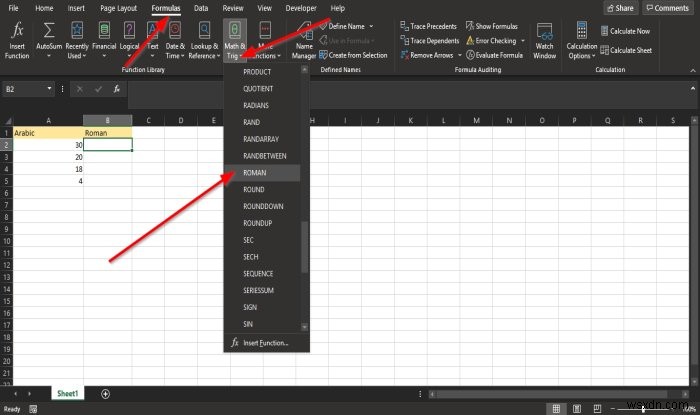 Microsoft Excel에서 ROMAN 함수를 사용하는 방법 