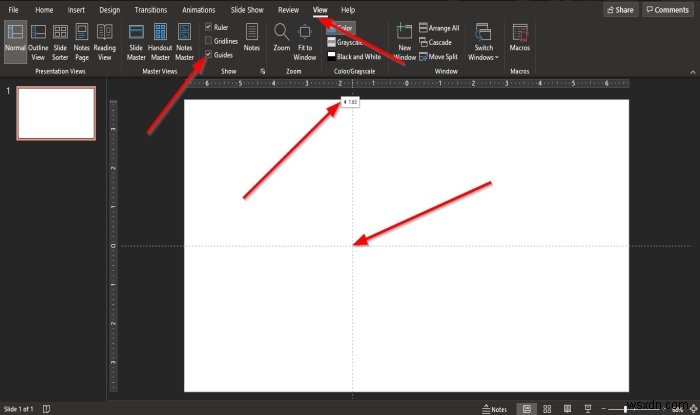 PowerPoint 슬라이드에 안내선을 추가하는 방법 