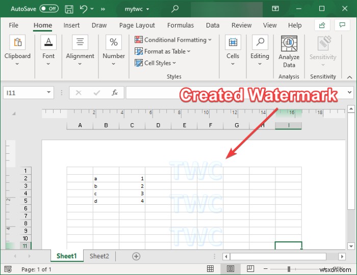 Microsoft Excel에서 워터마크를 추가하는 방법 