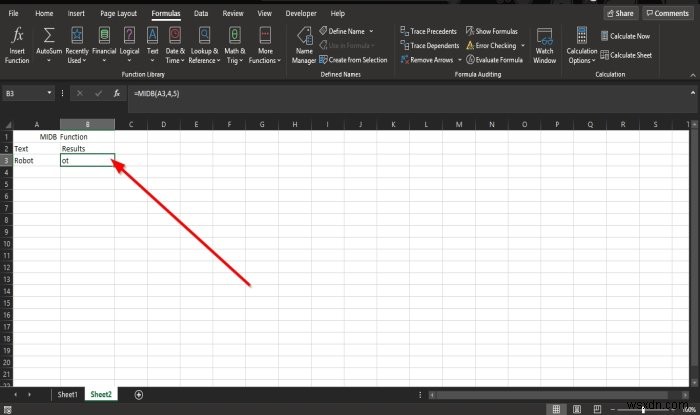 Microsoft Excel에서 MID 및 MIDB 기능을 사용하는 방법 