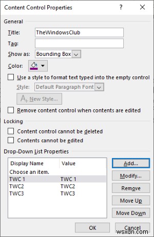 Microsoft Word에서 드롭다운 목록을 만드는 방법 