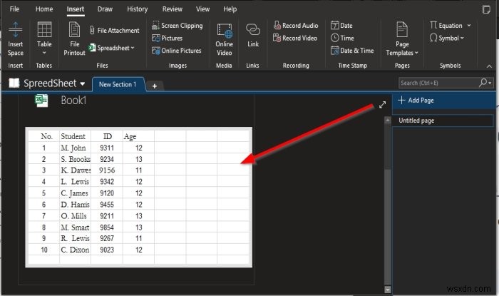 OneNote에 Excel 스프레드시트를 삽입하는 방법 