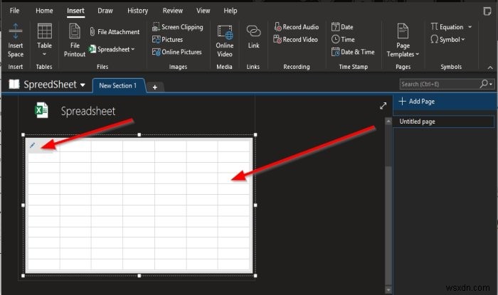 OneNote에 Excel 스프레드시트를 삽입하는 방법 