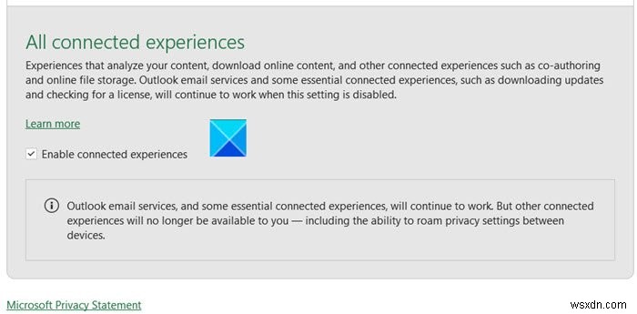 Microsoft 365에서 연결된 경험을 비활성화하는 방법 