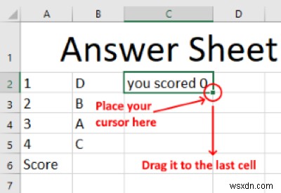 Microsoft Excel에서 자동화된 퀴즈를 만드는 방법 