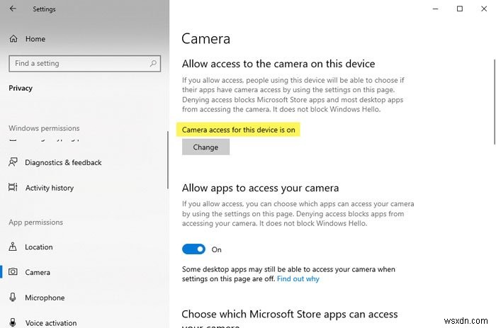 Microsoft Teams 카메라가 회색으로 표시되거나 작동하지 않음 
