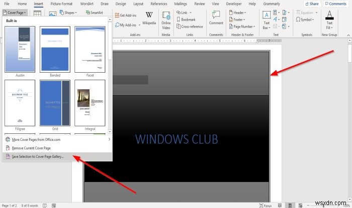 Microsoft Word에서 사용자 정의 표지를 삽입하는 방법 