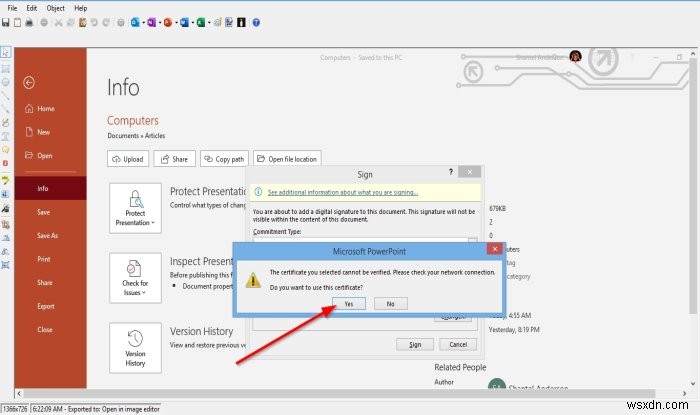 PowerPoint 프레젠테이션에서 디지털 서명을 첨부하거나 제거하는 방법