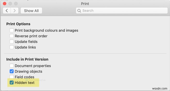Windows 및 Mac의 Word에서 숨겨진 텍스트를 인쇄하는 방법