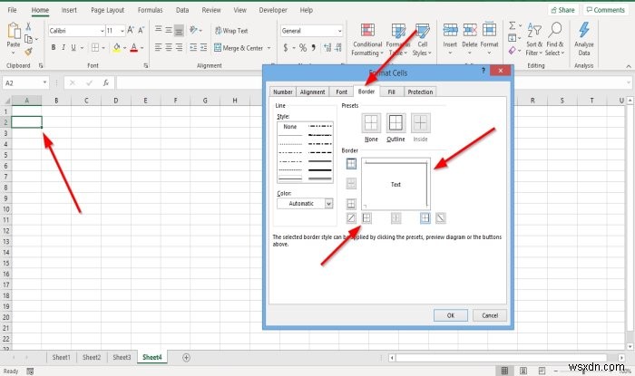 Microsoft Excel에서 셀에 테두리를 추가하거나 제거하는 방법