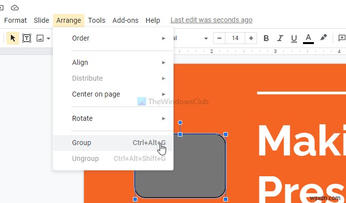 PowerPoint Online 및 Google Slides에서 개체를 그룹화하거나 그룹 해제하는 방법 