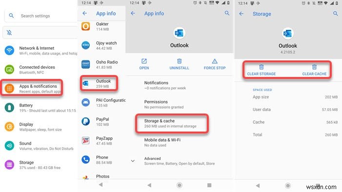 Android 모바일에서 메시지 로드 오류 Outlook 오류