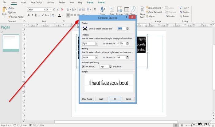 Microsoft Publisher에서 문자, 줄 또는 단락 간격 도구를 사용하여 간격을 변경하는 방법