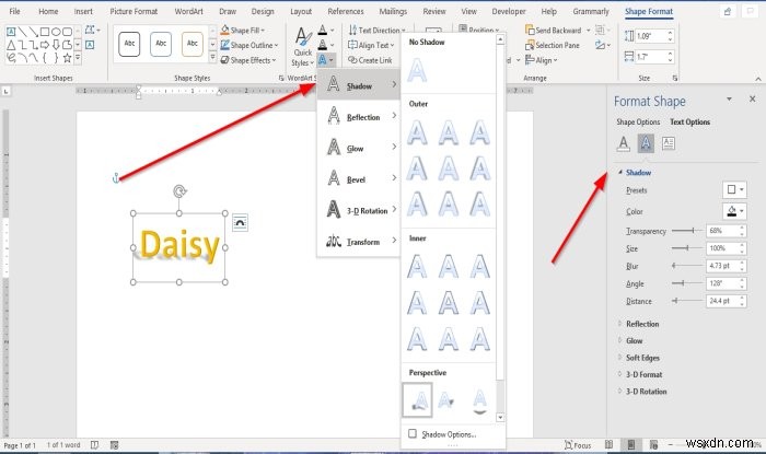 Microsoft Office에서 WordArt에 텍스트 효과를 추가하는 방법 