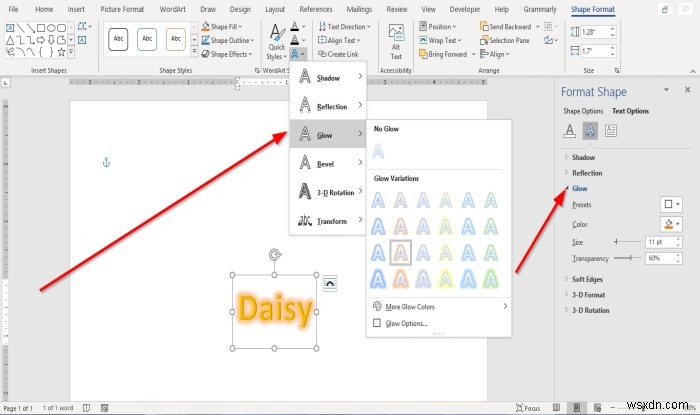 Microsoft Office에서 WordArt에 텍스트 효과를 추가하는 방법 