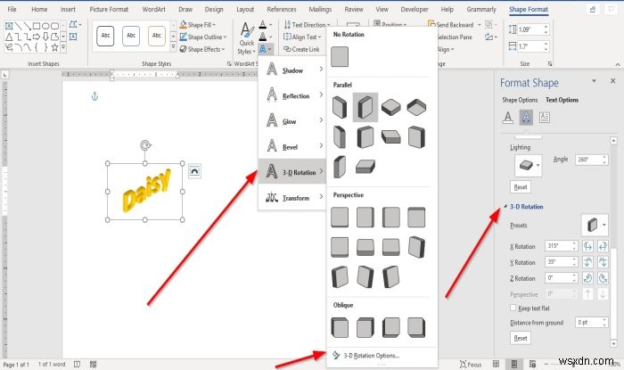 Microsoft Office에서 WordArt에 텍스트 효과를 추가하는 방법 