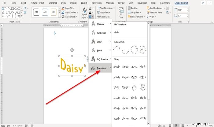 Microsoft Office에서 WordArt에 텍스트 효과를 추가하는 방법 