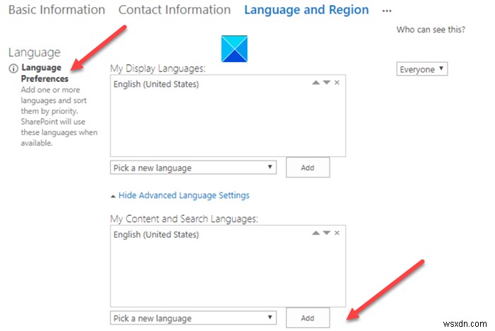 SharePoint 검색이 다른 언어의 결과를 반환하지 않음 