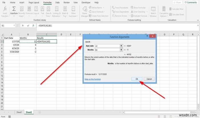 Excel에서 EDATE 및 EOMONTH 함수를 사용하는 방법 