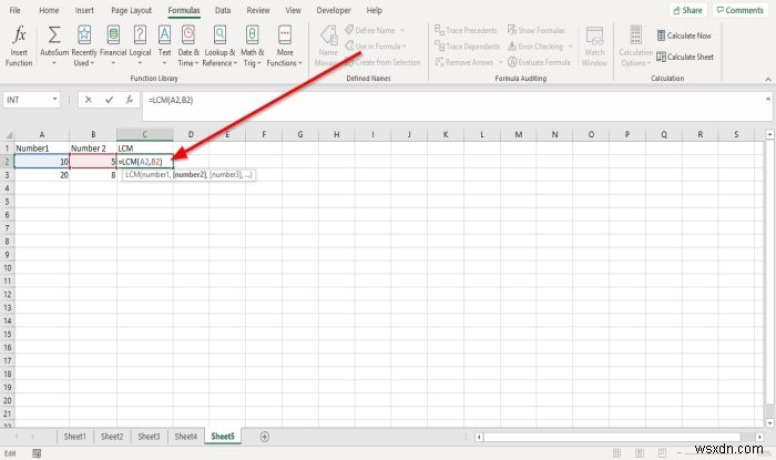 Microsoft Excel에서 INT 및 LCM 함수를 사용하는 방법 