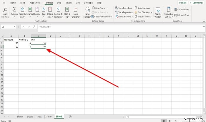 Microsoft Excel에서 INT 및 LCM 함수를 사용하는 방법 