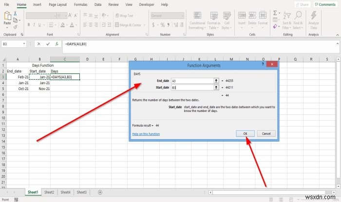Microsoft Excel에서 DAYS 및 DAYS360 함수를 사용하는 방법