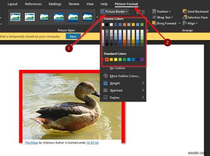 Microsoft Word를 사용하여 그림 주위에 색상 프레임을 추가하는 방법 