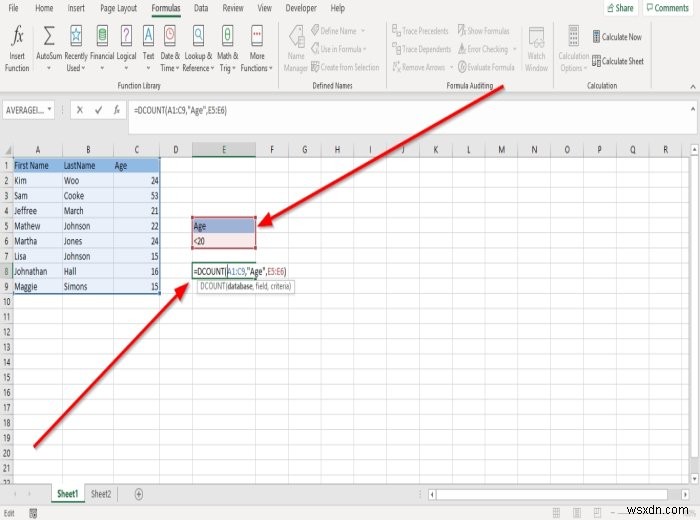 Microsoft Excel에서 DCOUNT 및 DCOUNTA 함수를 사용하는 방법 