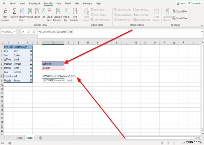 Microsoft Excel에서 DCOUNT 및 DCOUNTA 함수를 사용하는 방법 