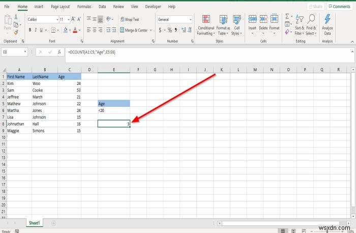 Microsoft Excel에서 DCOUNT 및 DCOUNTA 함수를 사용하는 방법 
