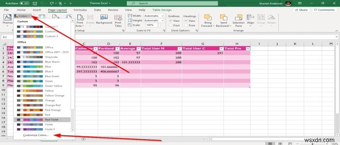 Excel에서 통합 문서 테마를 추가하거나 변경하는 방법 