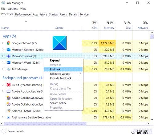 Microsoft 팀 오류 CAA2000B, 장치를 등록할 수 없습니다. 