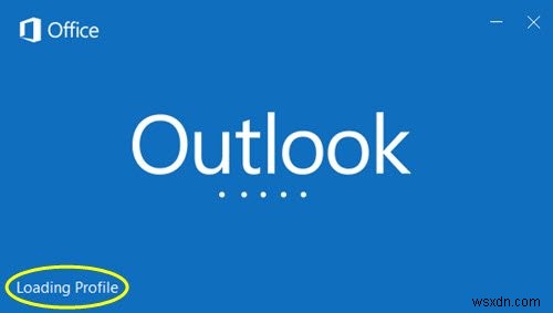 프로필 로드 중 또는 처리 중 화면에서 Microsoft Outlook이 멈춤 